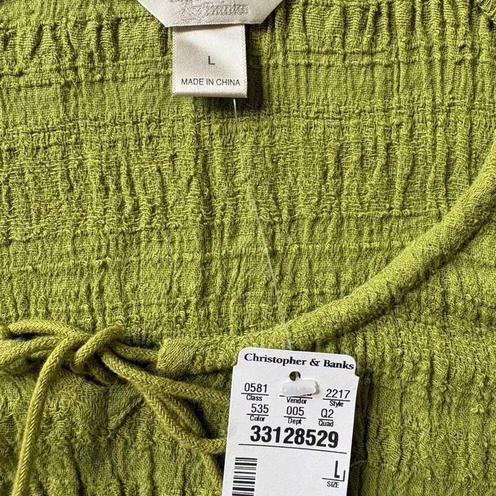 Christopher and Banks women's Blouse Short Sleeve Sz. L 100" cotton NWT - Picture 3 of 7